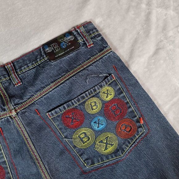 Vintage Brooklyn Xpress Denim Shorts Mens 40 (Fits 38) 13” Pocket Design Baggy - Picture 2 of 8